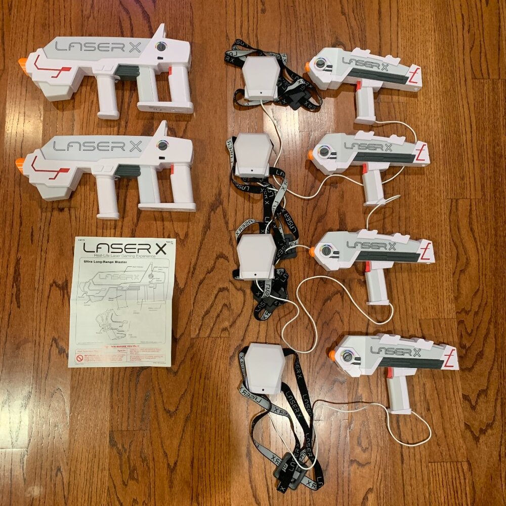 Laser X Revolution (4) & Long Range B2 Blaster (2) Laser Tag Lot of 6 MSRP $136